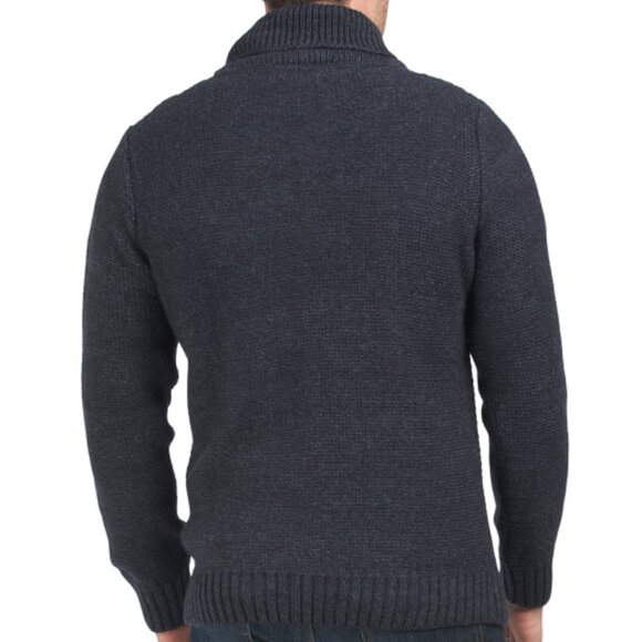 NEW PAOLO MONDO Made In Italy Wool Blend Cable Shawl Sweater Military Green 364m - Picture 2 of 2